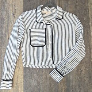 Monteau Black and White Striped Cropped Top